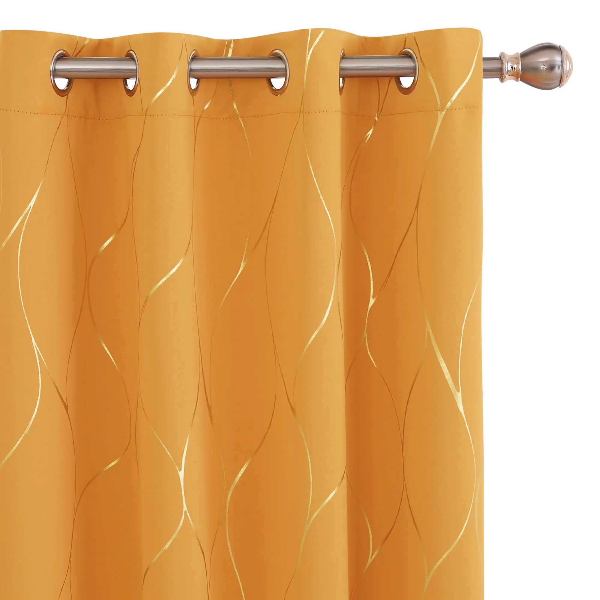 Deconovo Gold Foil Line Blackout Curtains 2 Panels Abstract Pattern Drapes with 8 White Grommets, Full Pleated Room Darkening Curtains for Living Room Bedroom
Deconovo Gold Foil Line Blackout Curtains 2 Panels Abstract Pattern Drapes with 8 White Grommets, Full Pleated Room Darkening Curtains for Living Room Bedroom