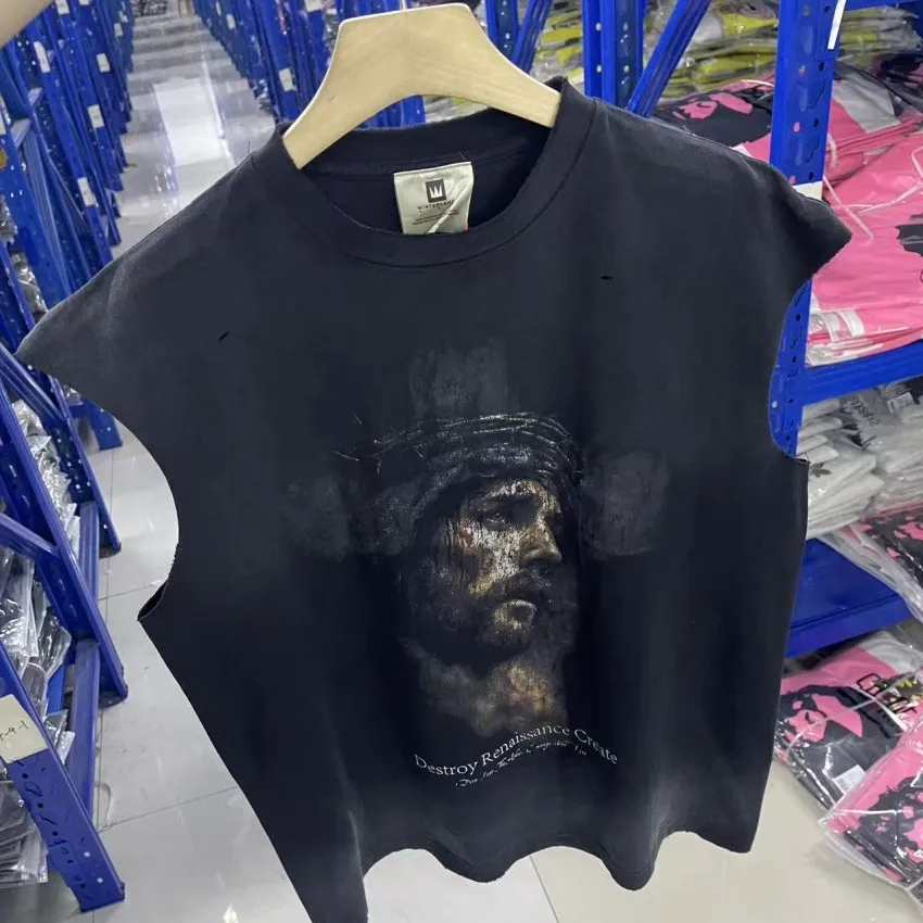 Summer 2026 Unisex Black Saint Jesus Print Sleeveless T-Shirt round Neck Vintage Style Top Men Women Tees
Summer 2026 Unisex Black Saint Jesus Print Sleeveless T-Shirt round Neck Vintage Style Top Men Women Tees