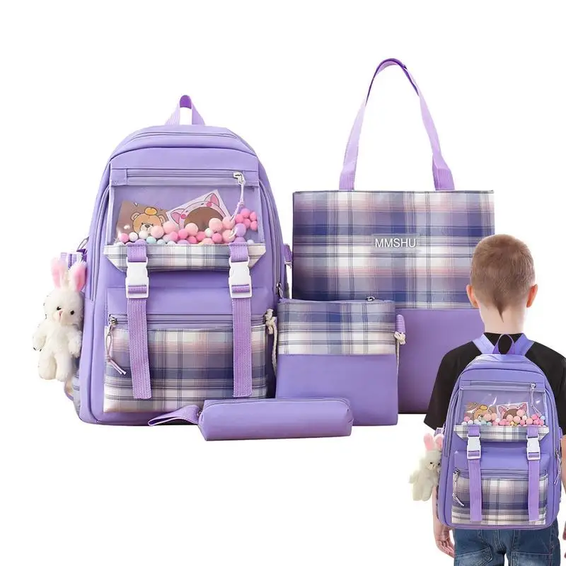 Cute Backpack Set For Girls Travel Aesthetic Backpack 4pcs School Bag Set With Rabbit Pendant Backpack Shoulder Bag Handbag Pen
Cute Backpack Set For Girls Travel Aesthetic Backpack 4pcs School Bag Set With Rabbit Pendant Backpack Shoulder Bag Handbag Pen