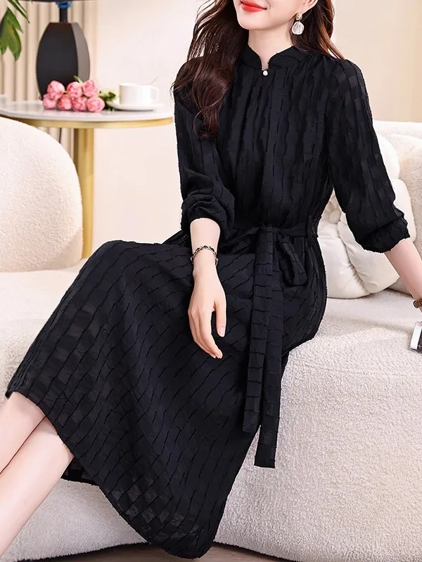 Elegant Long Sleeve Chiffon Dress Women's Fashion Spring Autumn Winter High Waist A-Line Skirt Stylish Base Layer Dress
Elegant Long Sleeve Chiffon Dress Women's Fashion Spring Autumn Winter High Waist A-Line Skirt Stylish Base Layer Dress