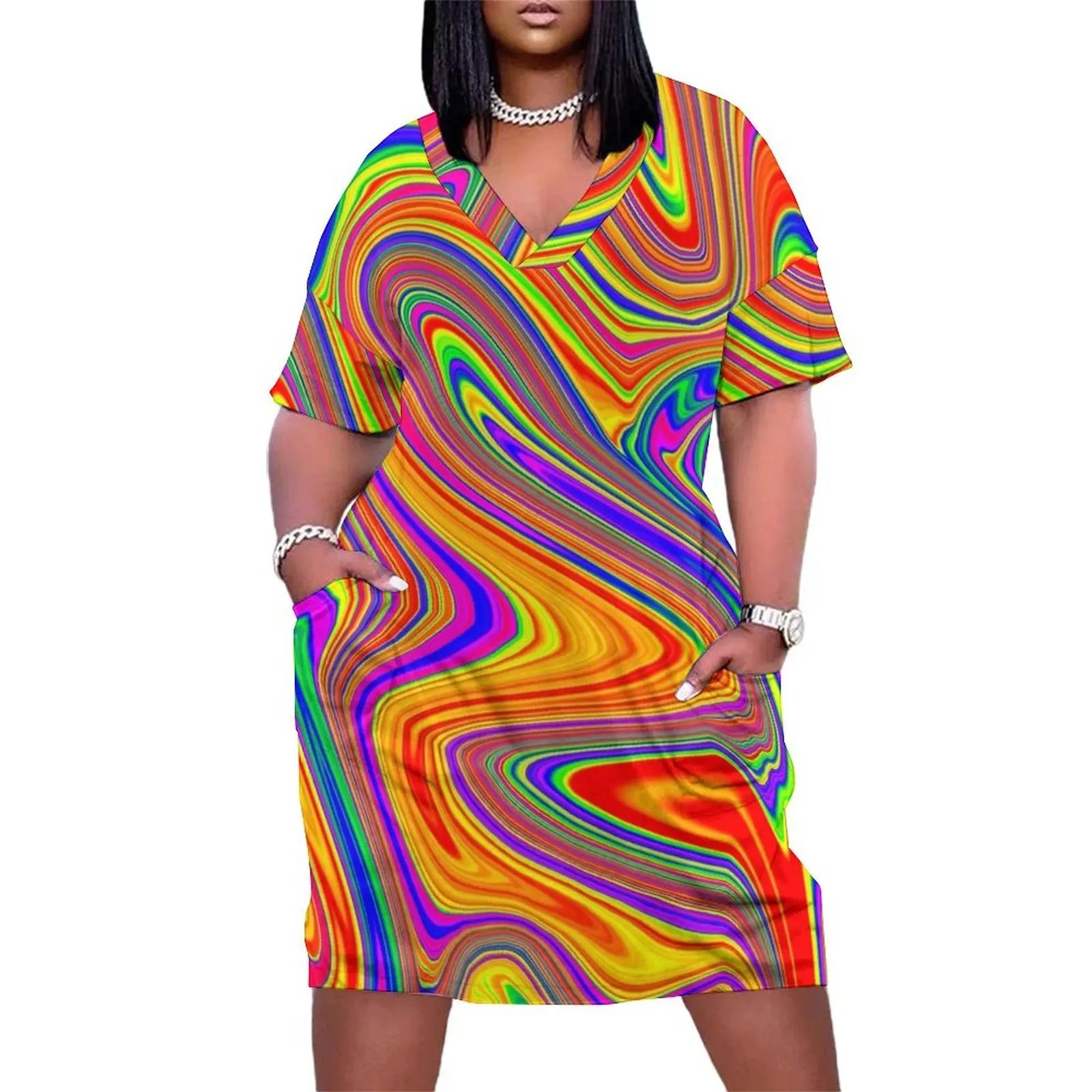 Groovy, Psychedelic Pattern (Rainbow, multicolored) Loose Pocket Dress Party dresses elegant and pretty women's dresses
Groovy, Psychedelic Pattern (Rainbow, multicolored) Loose Pocket Dress Party dresses elegant and pretty women's dresses