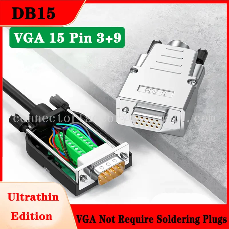 VGA Connector DB15 Solder-free Male Female HDB15-pin Plug Industrial Grade VGA 15 Pin 3+9 Computer Monitor Projector Connector
VGA Connector DB15 Solder-free Male Female HDB15-pin Plug Industrial Grade VGA 15 Pin 3+9 Computer Monitor Projector Connector
