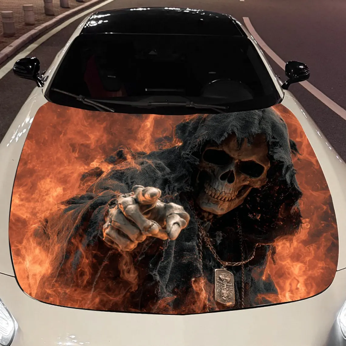 Blazing Reaper Pointing Forward Car Vinyl Wrap, PVC Material Waterproof Car Hood Sticker, Self-Adhesive Scratch-Resistant Sticke
Blazing Reaper Pointing Forward Car Vinyl Wrap, PVC Material Waterproof Car Hood Sticker, Self-Adhesive Scratch-Resistant Sticke