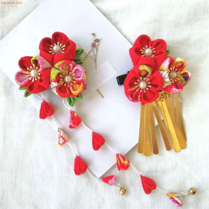 Q5WE Japanese Hairpin Fabric Flower Kanzashi Handmade Hair Styling Accessory Comfortable Hair Clip For Culture Event
Q5WE Japanese Hairpin Fabric Flower Kanzashi Handmade Hair Styling Accessory Comfortable Hair Clip For Culture Event