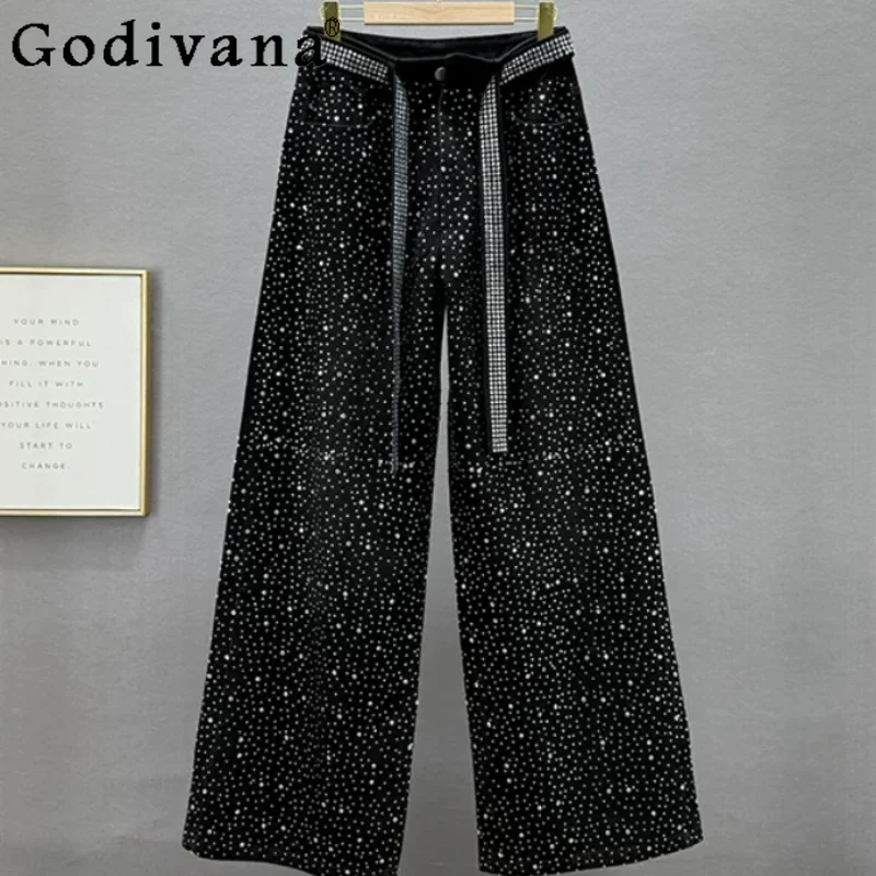 Elegant New Fashion Hot Diamond Retro Jeans Elegant Women Chic Loose Heavy Industry High Waist Versatile Wide Leg Pants
Elegant New Fashion Hot Diamond Retro Jeans Elegant Women Chic Loose Heavy Industry High Waist Versatile Wide Leg Pants