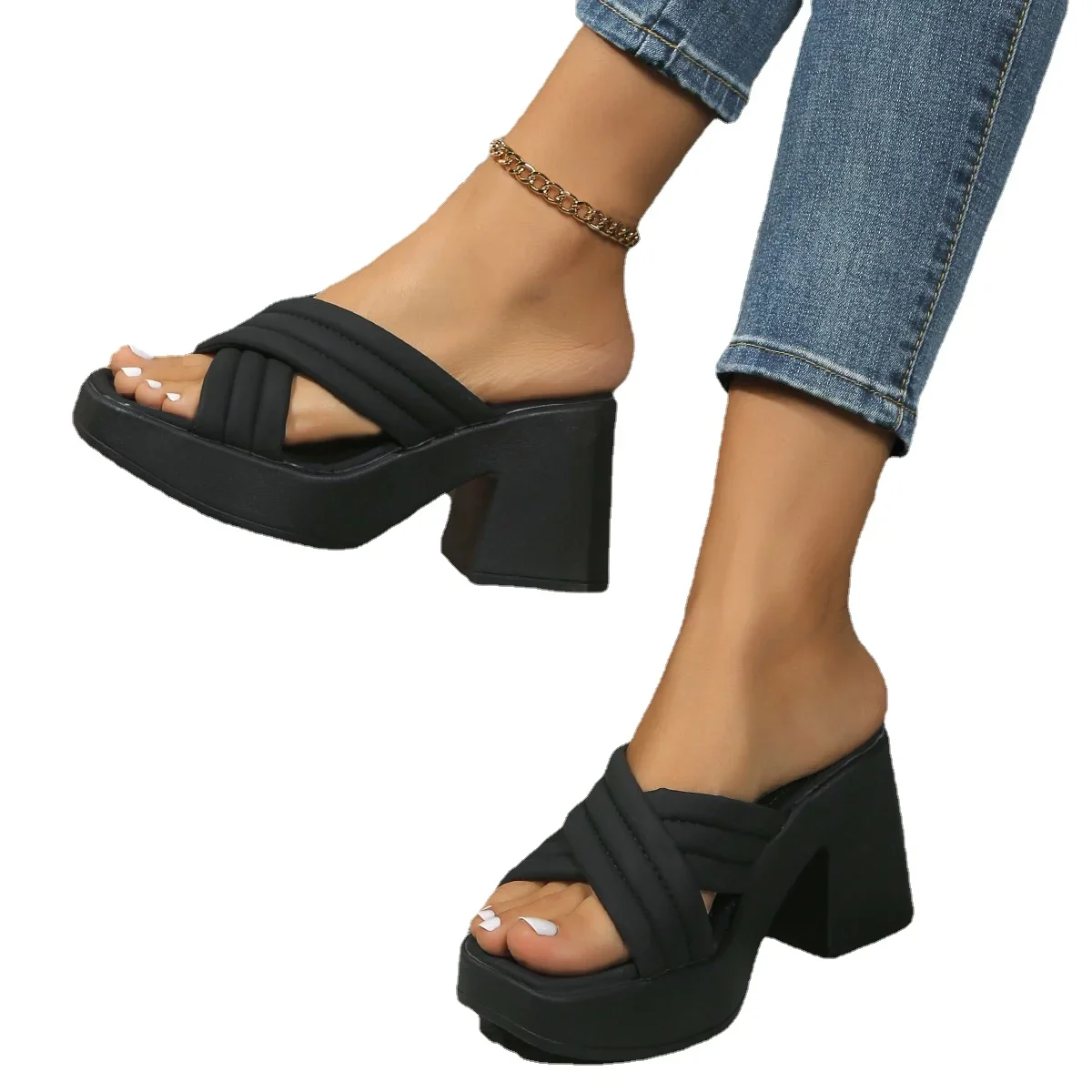 Chunky Heel Sandals Womens Summer Slip on Open Toe Ladies Slides Hot Sale Female Shoes Platform Sandals woman high heels
Chunky Heel Sandals Womens Summer Slip on Open Toe Ladies Slides Hot Sale Female Shoes Platform Sandals woman high heels
