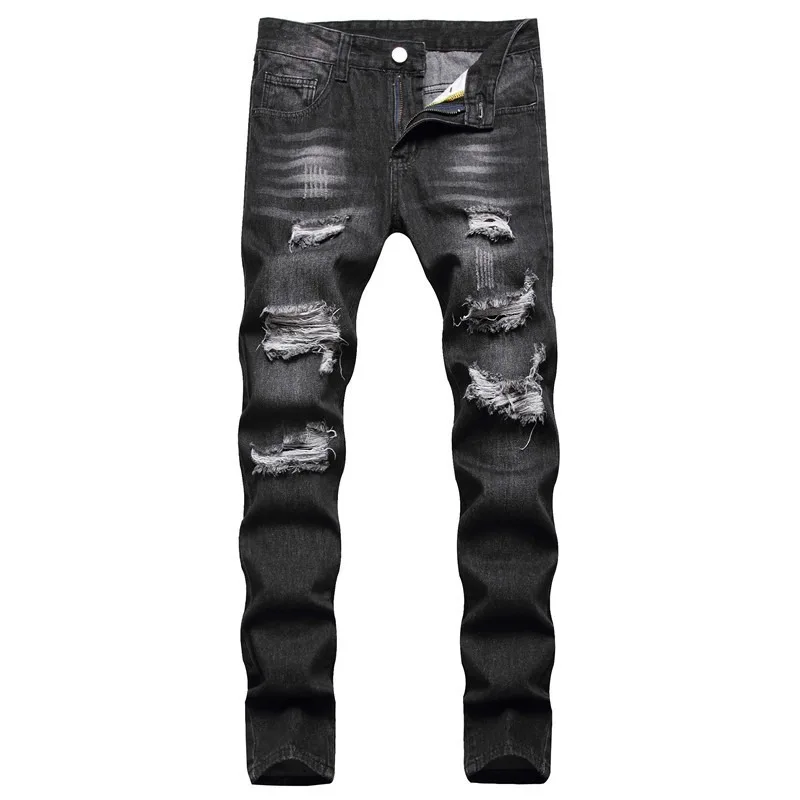 KEXU Young Men Summer Black Non-Stretch Straight Jeans Mid Rise Multi Ripped European American Casual Long Denim Pants
KEXU Young Men Summer Black Non-Stretch Straight Jeans Mid Rise Multi Ripped European American Casual Long Denim Pants