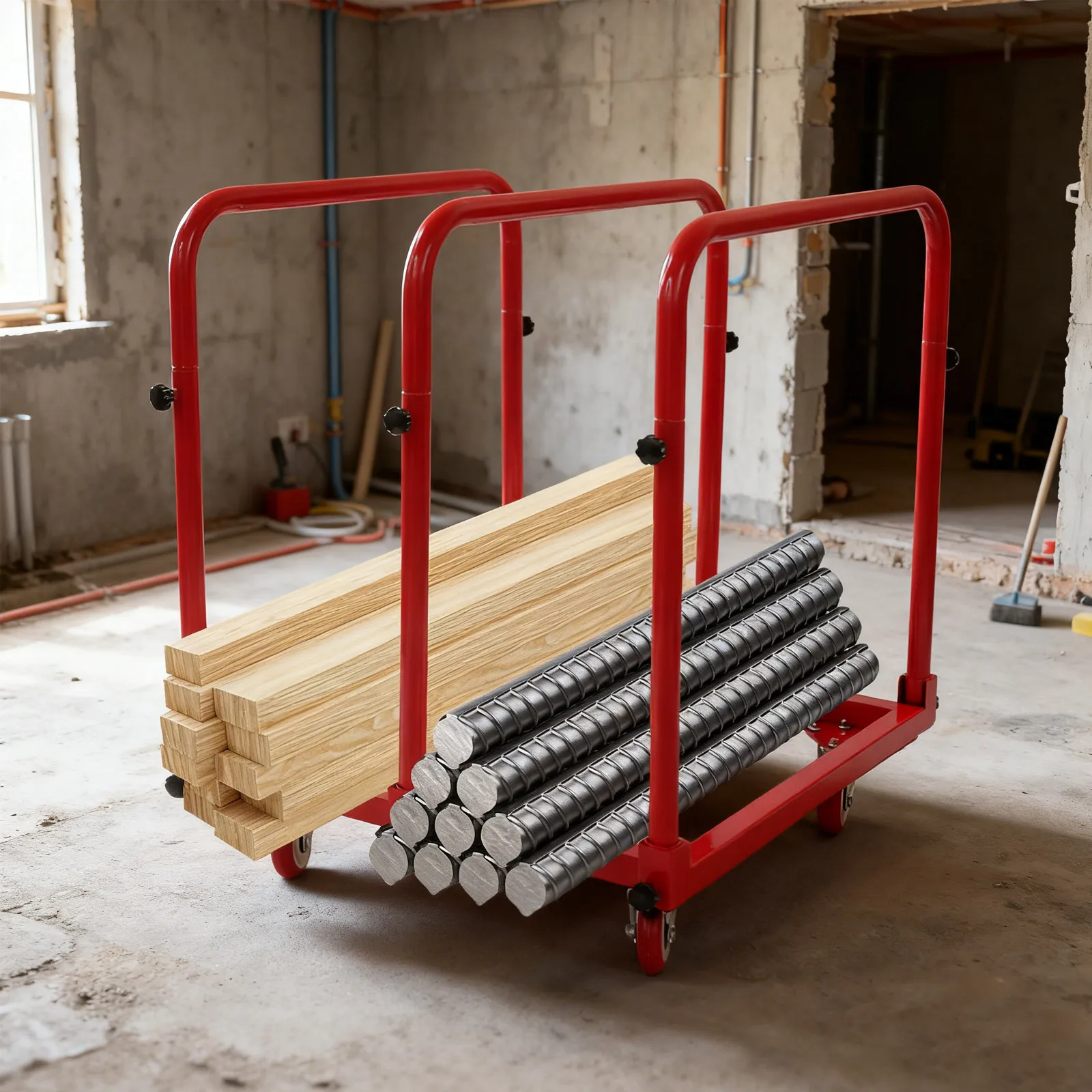 1400 Lbs Red Industrial Heavy Duty Panel Cart 4in Panel Truck Floorstanding Stable Panel Cart with Reinforced Crossbeam
1400 Lbs Red Industrial Heavy Duty Panel Cart 4in Panel Truck Floorstanding Stable Panel Cart with Reinforced Crossbeam