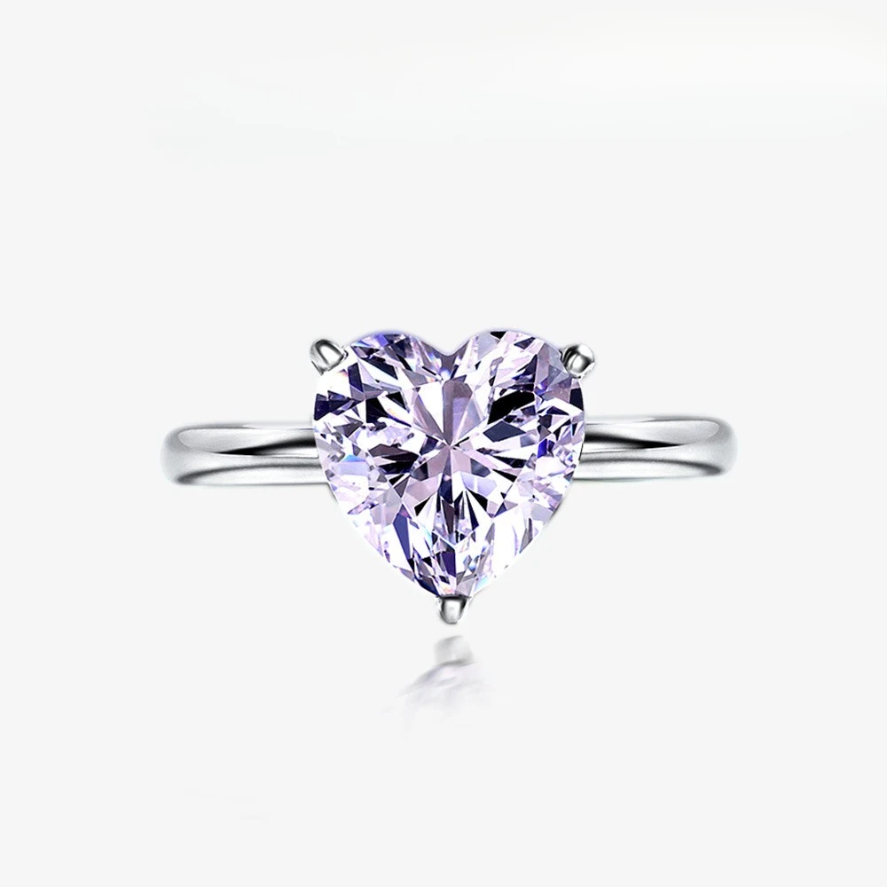New 925 Silver 4-carat Heart Shaped 10 * 10 High Carbon Diamond Ring with Love, Simple and Elegant Design, Wedding Jewelry
New 925 Silver 4-carat Heart Shaped 10 * 10 High Carbon Diamond Ring with Love, Simple and Elegant Design, Wedding Jewelry