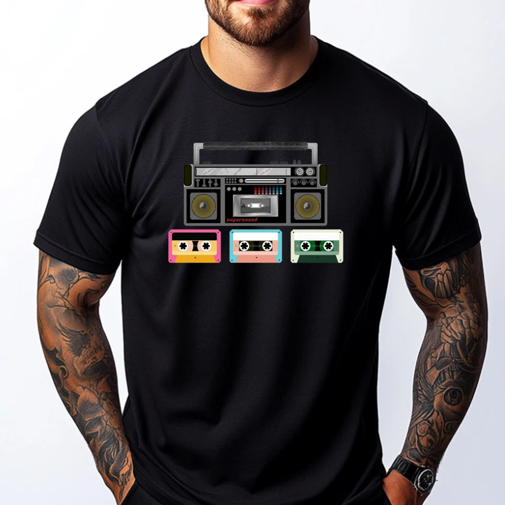 Retro Tape Player Cassette Black T Shirt Spring Shirts Leisure Black T Shirt Short Sleeve T-Shirt
Retro Tape Player Cassette Black T Shirt Spring Shirts Leisure Black T Shirt Short Sleeve T-Shirt