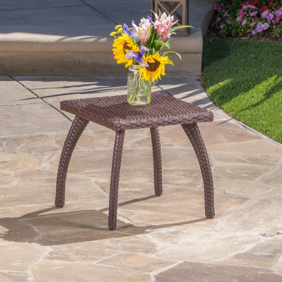 Outdoor Wicker Decor Side Table Simple Leisure End Table for Patio Garden Brown
Outdoor Wicker Decor Side Table Simple Leisure End Table for Patio Garden Brown