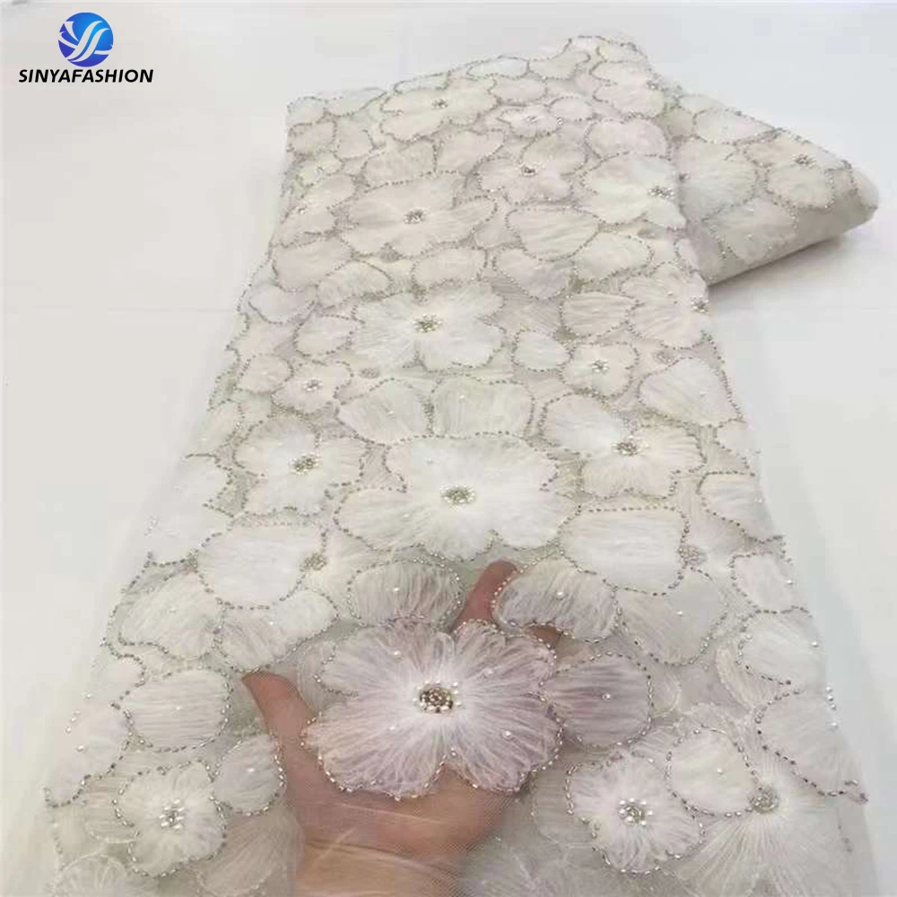 Sinya White Flower Design Luxury Pearls Beads Lace Fabric 2023 High Quality French Tulle Embroidery Beaded African Nigerian Lace
Sinya White Flower Design Luxury Pearls Beads Lace Fabric 2023 High Quality French Tulle Embroidery Beaded African Nigerian Lace