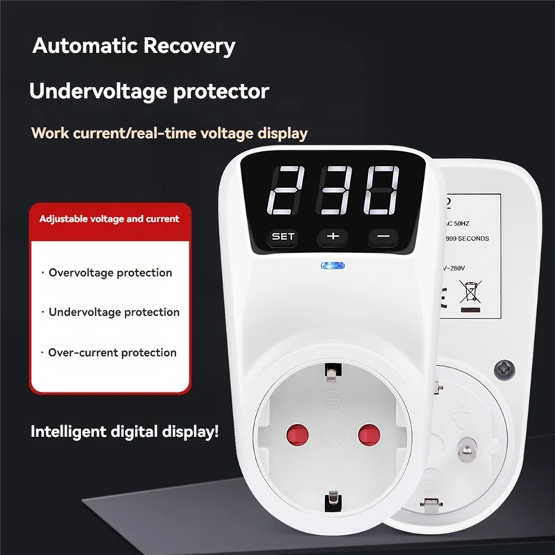 ABYN-LED Display Voltage Protector Socket AC 230V Adjustable 16A Power Protector Socket With Automatic Reset Function EU Plug
ABYN-LED Display Voltage Protector Socket AC 230V Adjustable 16A Power Protector Socket With Automatic Reset Function EU Plug