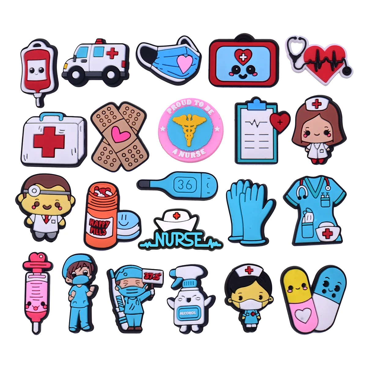 22pcs New Cartoon Nurse style DIY accessories PVC Praise Shoe charmas clow for clogs Slides Gift Idea Easy to install Removable
22pcs New Cartoon Nurse style DIY accessories PVC Praise Shoe charmas clow for clogs Slides Gift Idea Easy to install Removable