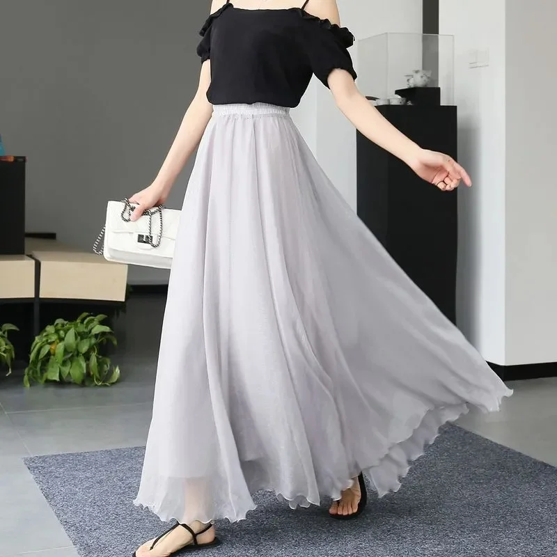 Chiffon Long Skirt Women Beach Vacation Ruffles Elegant Party Skirt High Waist Loose Mesh Sweet Lady Ball Gown
Chiffon Long Skirt Women Beach Vacation Ruffles Elegant Party Skirt High Waist Loose Mesh Sweet Lady Ball Gown