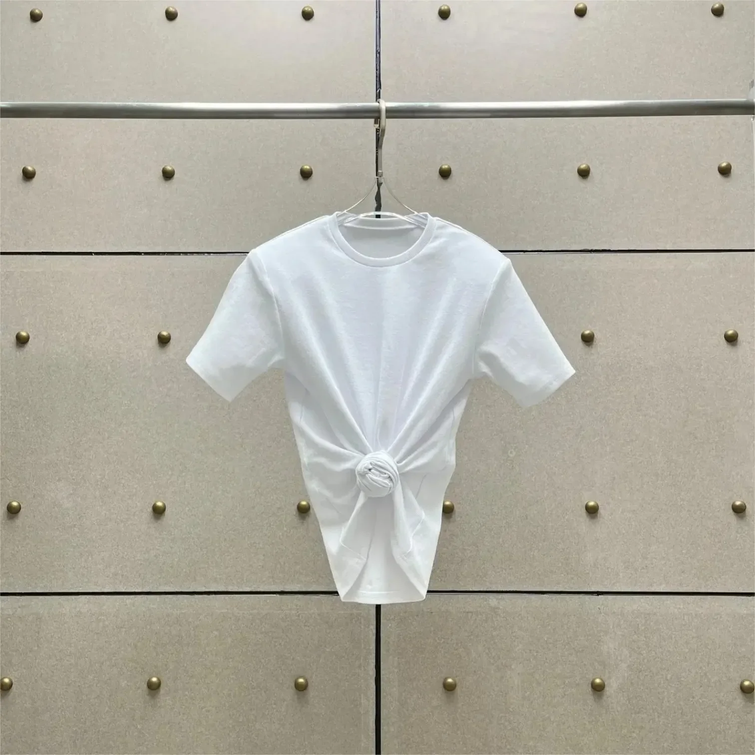 White Grey Women Cotton O Neck Short Sleeve Knotted Ribbed Pullover 2024 Casual T Shirt for Woman Lady
White Grey Women Cotton O Neck Short Sleeve Knotted Ribbed Pullover 2024 Casual T Shirt for Woman Lady
