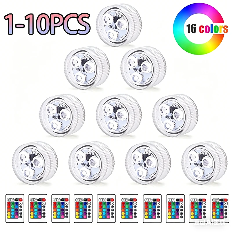 1-10pcs Colorful 3 LED Underwater Light W/Remote Control Powered By Button Cell Waterproof Swimming Pool Party Decoration Lamp
1-10pcs Colorful 3 LED Underwater Light W/Remote Control Powered By Button Cell Waterproof Swimming Pool Party Decoration Lamp