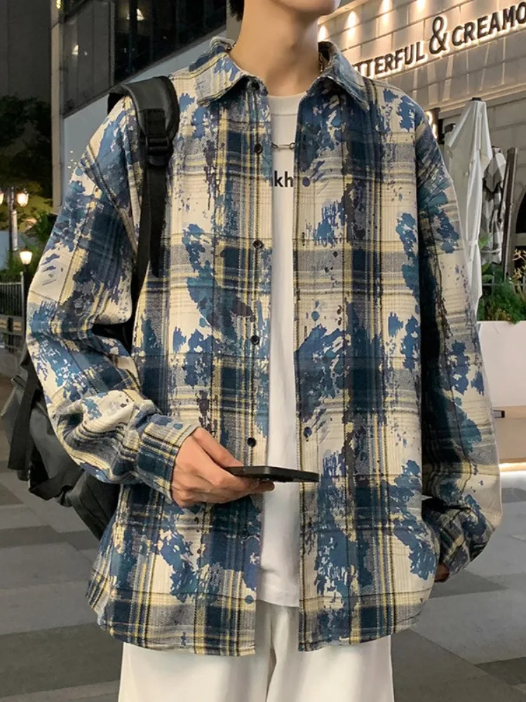 American Retro Tie Dye Long Sve irt Men's High Sle Haome Top Spring Autumn Plaid Outerwear Youth Faion Trend
American Retro Tie Dye Long Sve irt Men's High Sle Haome Top Spring Autumn Plaid Outerwear Youth Faion Trend