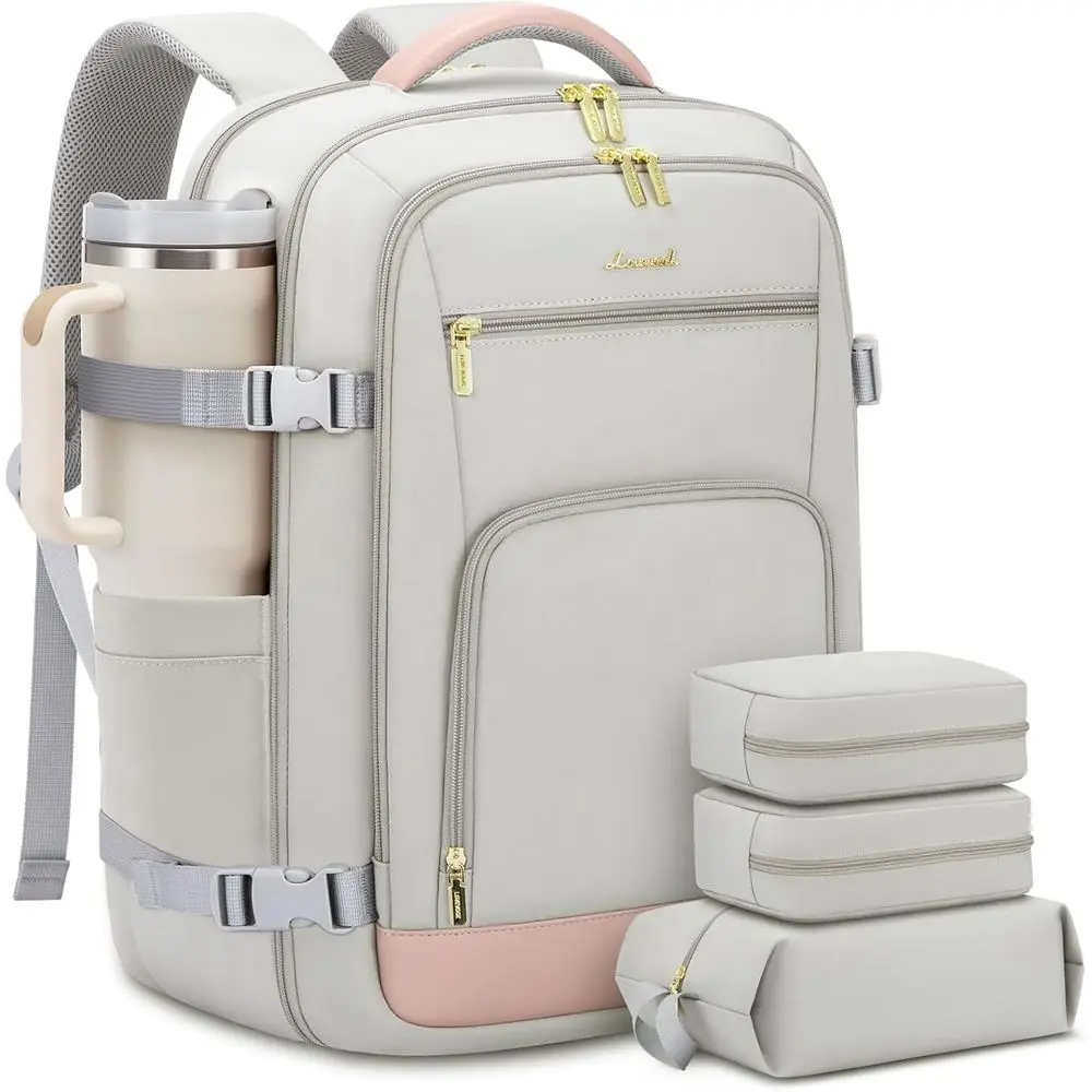 50L Women's Carry-On Backpack, TSA Approved, Waterproof Laptop Bag, 18 Laptop Compartment, Weekender with 3 Cubes, Grey
50L Women's Carry-On Backpack, TSA Approved, Waterproof Laptop Bag, 18 Laptop Compartment, Weekender with 3 Cubes, Grey