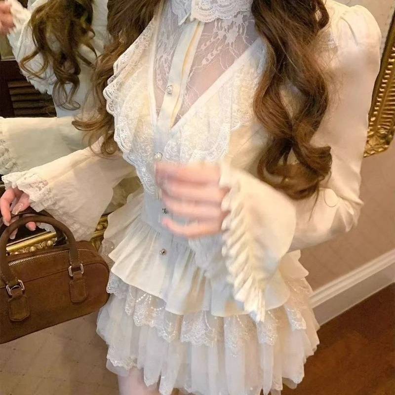 French Sexy Princess Long Sleeve Skirt Suit Aesthetic Sweet Slim Lace Patchwork Set Bow Fashion Party Two Piece Sets 2024 Winter
French Sexy Princess Long Sleeve Skirt Suit Aesthetic Sweet Slim Lace Patchwork Set Bow Fashion Party Two Piece Sets 2024 Winter