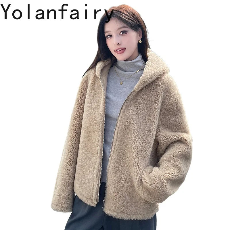 YOLANFAIRY Элитная женская шуба из натурального меха, роскошная зимняя куртка с капюшоном из натуральной кожи, короткая женская шуба из натуральной овечьей кожи
YOLANFAIRY Элитная женская шуба из натурального меха, роскошная зимняя куртка с капюшоном из натуральной кожи, короткая женская шуба из натуральной овечьей кожи