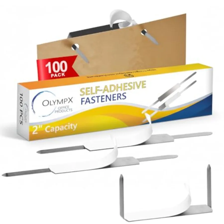 100 Pcs of 2" Capacity Economy Self Adhesive Prong Paper Fastener Bases, 2.75 Inch Center for Paper File Clip Folder Accessorie
100 Pcs of 2" Capacity Economy Self Adhesive Prong Paper Fastener Bases, 2.75 Inch Center for Paper File Clip Folder Accessorie
