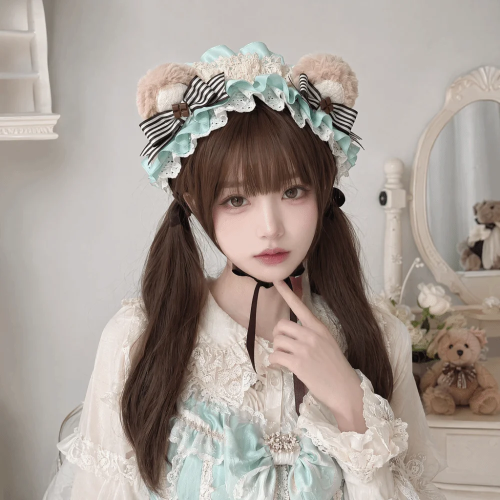 Adjustable Bear Ear Cookies Headband Sweet Lace-up Lolita Hair Hoop Polyester Material Lace Bow KC Girl Hair Accessory
Adjustable Bear Ear Cookies Headband Sweet Lace-up Lolita Hair Hoop Polyester Material Lace Bow KC Girl Hair Accessory