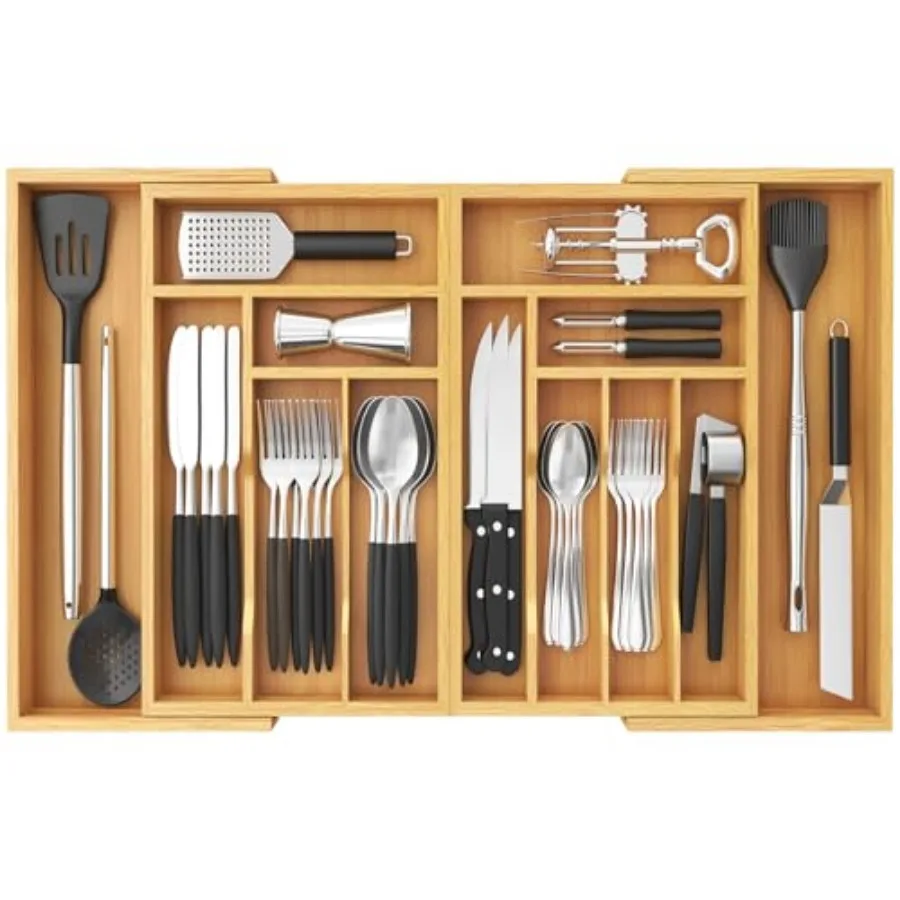 Large Silverware Drawer Organizer, Expandable 21.4 to 36 Inches Wide, Bamboo Utensil Tray for Kitchen, Adjustable Flatware and
Large Silverware Drawer Organizer, Expandable 21.4 to 36 Inches Wide, Bamboo Utensil Tray for Kitchen, Adjustable Flatware and