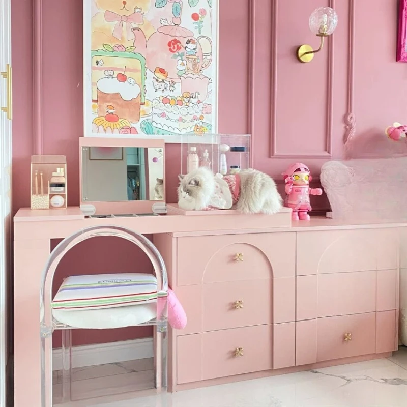 Pink dresser princess bucket cabinet integrated storage French bedroom multifunctional corner desk
Pink dresser princess bucket cabinet integrated storage French bedroom multifunctional corner desk