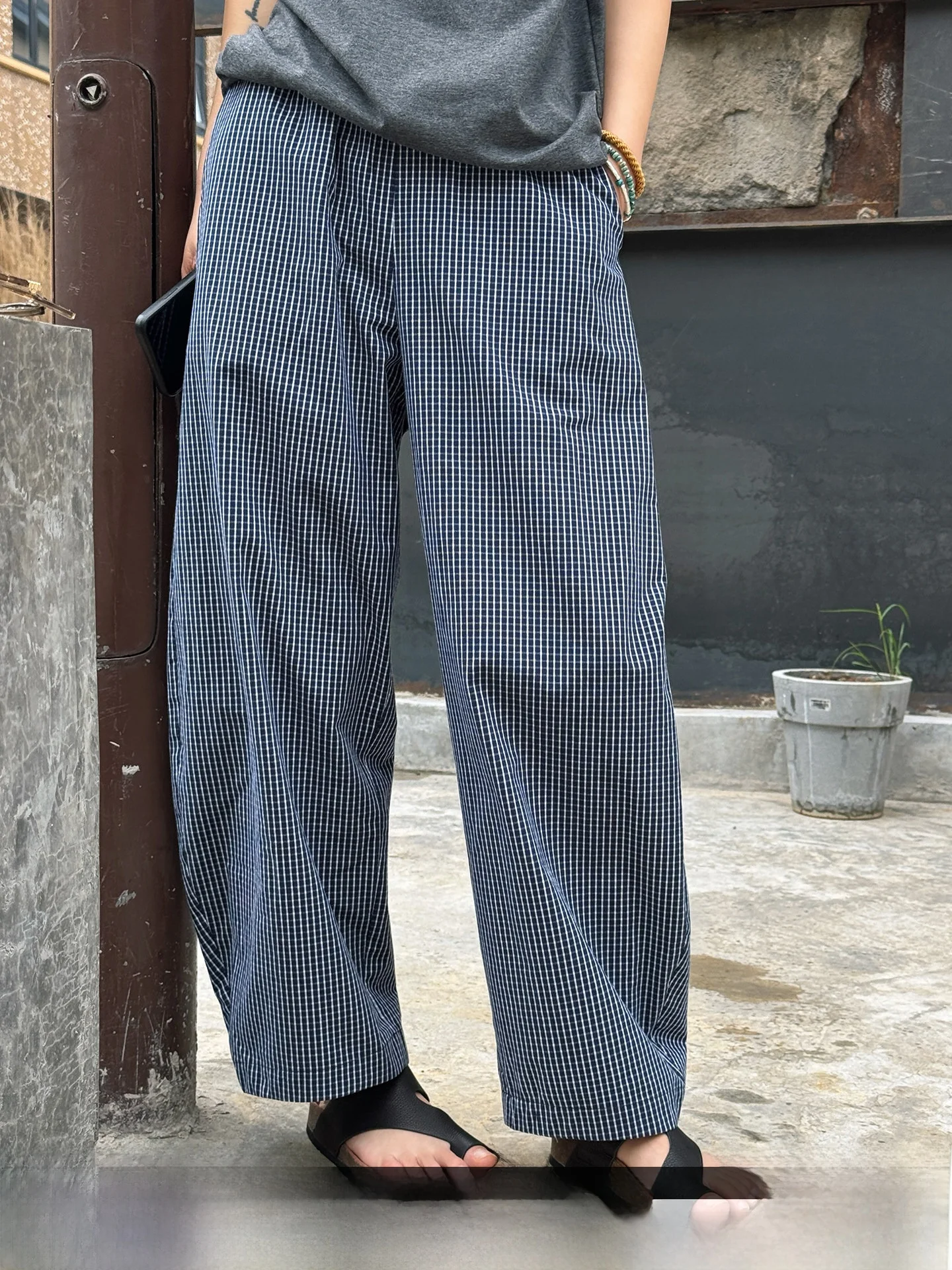 Pure Cotton Plaid Pants Women's Straight Leg Loose Summer Wide Leg Casual Pants Elastic Waist Comfortable Breathable
Pure Cotton Plaid Pants Women's Straight Leg Loose Summer Wide Leg Casual Pants Elastic Waist Comfortable Breathable