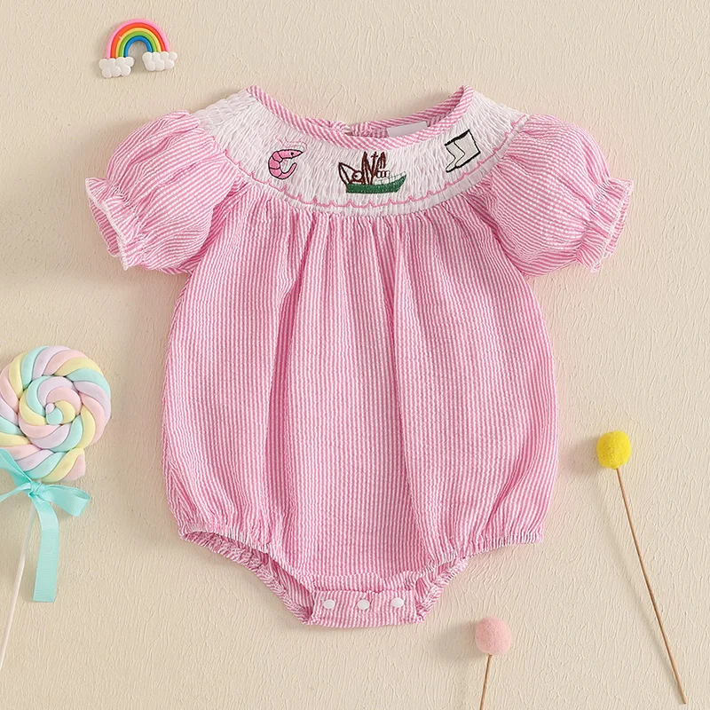 Newborn Kids Baby Girls Cute Rompers Short Sleeve Boat Embroidery Stripe Jumpsuits Baby Girls Rompers Summer Clothes
Newborn Kids Baby Girls Cute Rompers Short Sleeve Boat Embroidery Stripe Jumpsuits Baby Girls Rompers Summer Clothes