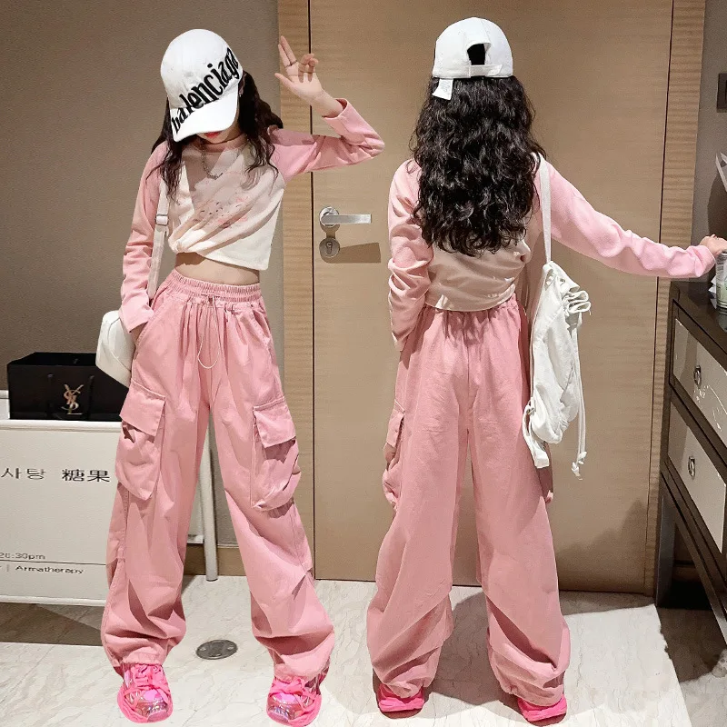 Korean Spring Autumn Junior Girl 2PCS Casual Set Children Girl Long Sleeve Round Neck Top+Cargo Pants Sport Set For Girl 4-12Y
Korean Spring Autumn Junior Girl 2PCS Casual Set Children Girl Long Sleeve Round Neck Top+Cargo Pants Sport Set For Girl 4-12Y