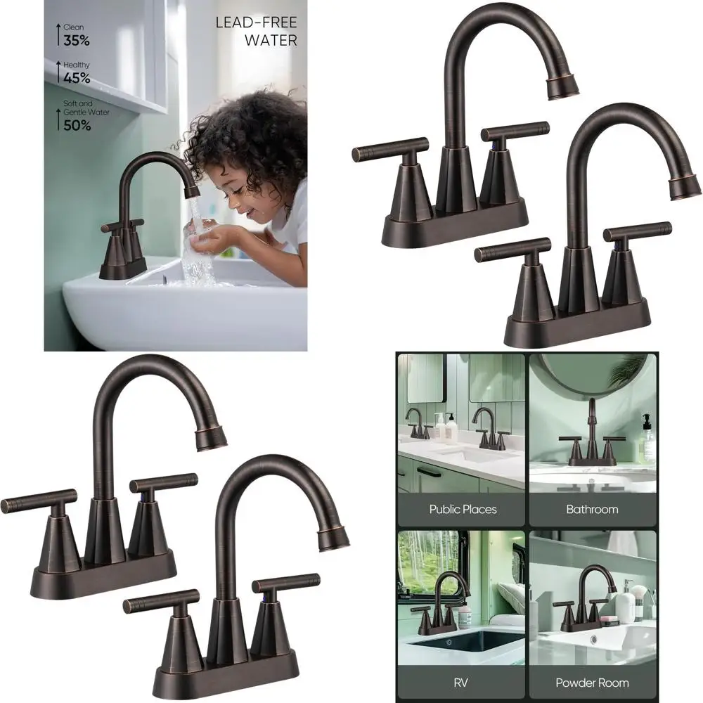 2-Pack Oil Rubbed Bronze 3-Hole 4 Centerset Sink Faucet with Pop-Up Drain and 2 Hoses
2-Pack Oil Rubbed Bronze 3-Hole 4 Centerset Sink Faucet with Pop-Up Drain and 2 Hoses