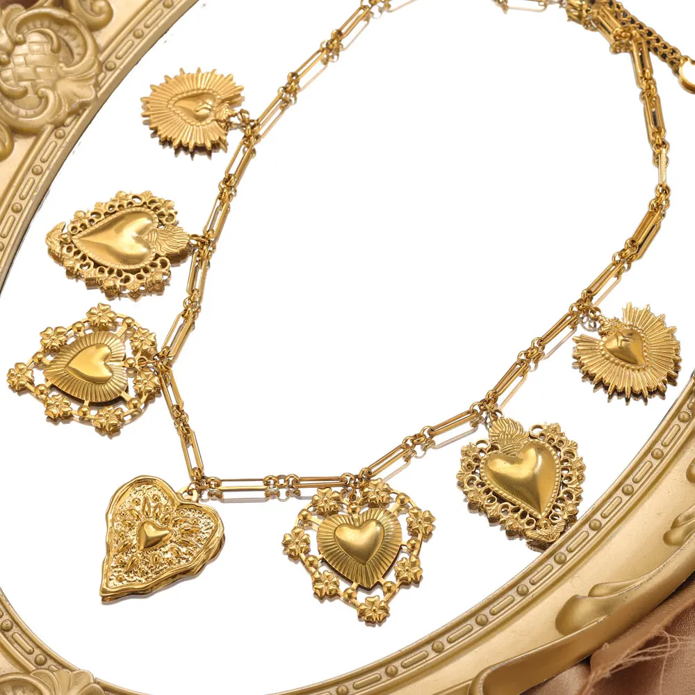 GIOIO Stainless Steel Big Heart Pendants Necklaces For Women Original Design Many Heart Charm Fashion Jewelry Retro Necklace
GIOIO Stainless Steel Big Heart Pendants Necklaces For Women Original Design Many Heart Charm Fashion Jewelry Retro Necklace