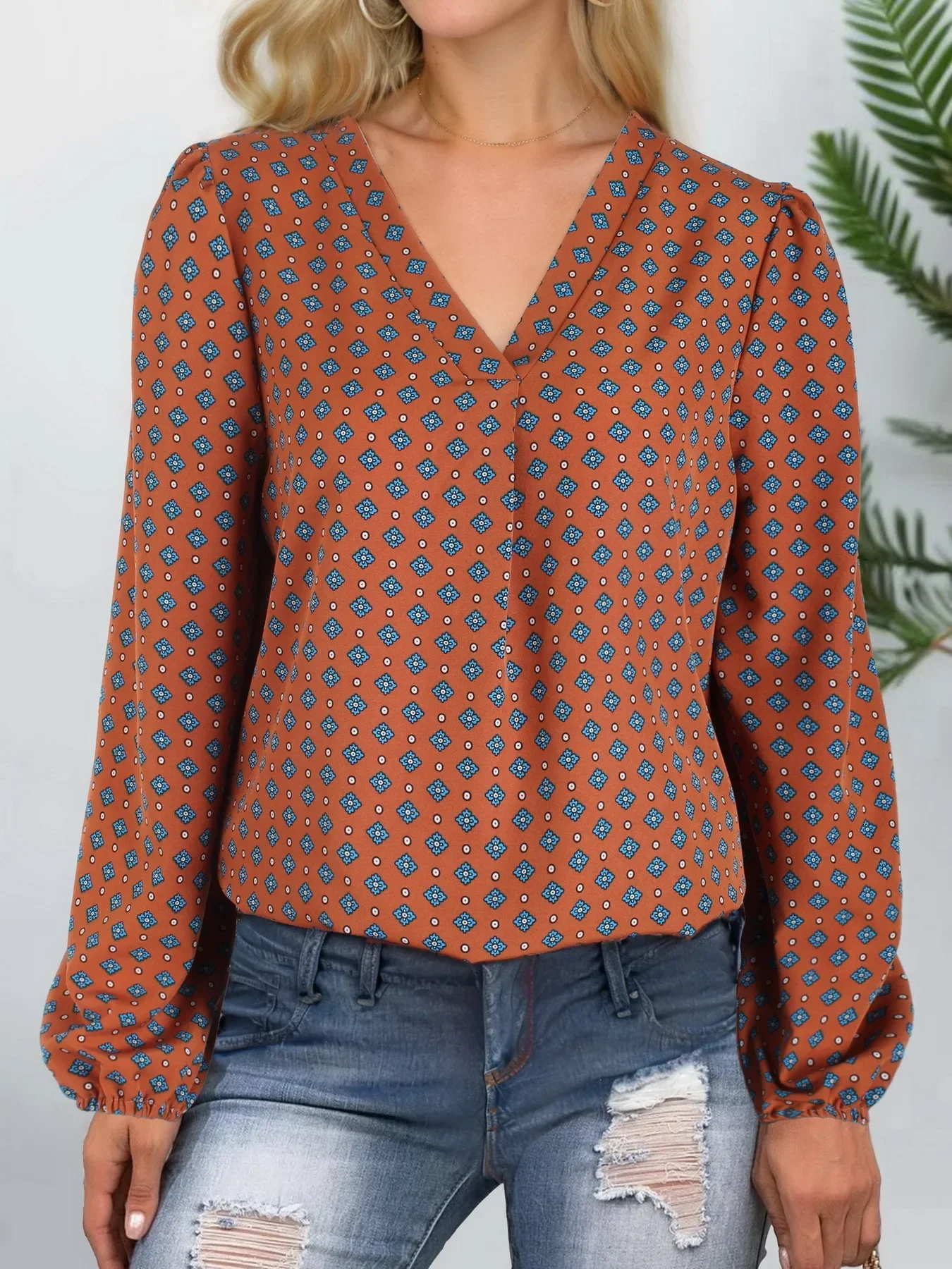 2024 Spring Autumn New Ladies All Over Print V Neck Lantern Sleeve Blouse Women Tops Shirts
2024 Spring Autumn New Ladies All Over Print V Neck Lantern Sleeve Blouse Women Tops Shirts