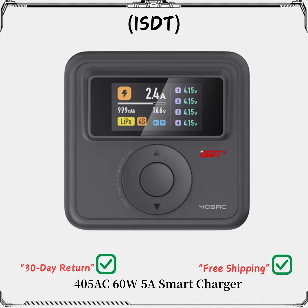 Интеллектуальное зарядное устройство ISDT 405AC 60 Вт 5A XT60 для 1 ~ 4S LiFe LiHv LiPo 1 ~ 7S Pb 1 ~ 12S NiMH/Cd аккумулятора
Интеллектуальное зарядное устройство ISDT 405AC 60 Вт 5A XT60 для 1 ~ 4S LiFe LiHv LiPo 1 ~ 7S Pb 1 ~ 12S NiMH/Cd аккумулятора