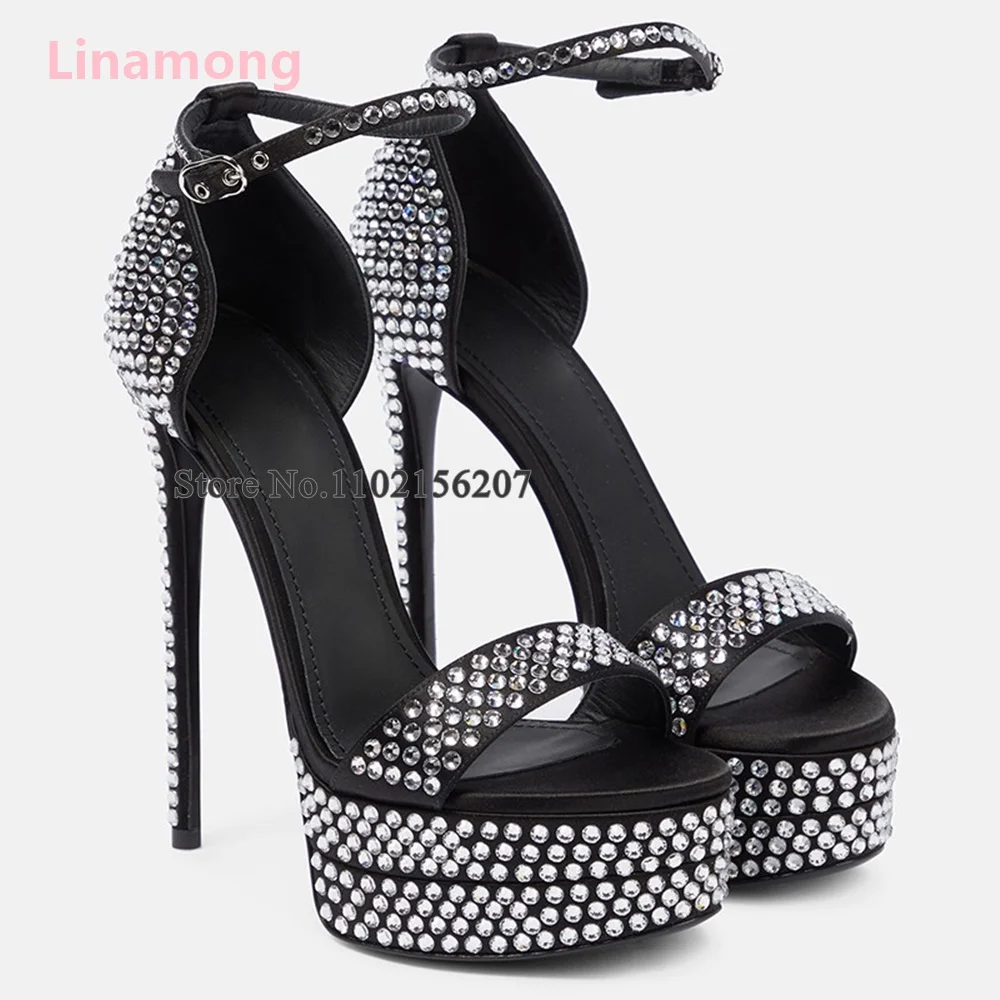Black Crystal Luxury Thin High Heel Sandals For Female Women Platform Ankle Buckle Strap Fashion Sexy Elegant Party Summer Shoes
Black Crystal Luxury Thin High Heel Sandals For Female Women Platform Ankle Buckle Strap Fashion Sexy Elegant Party Summer Shoes