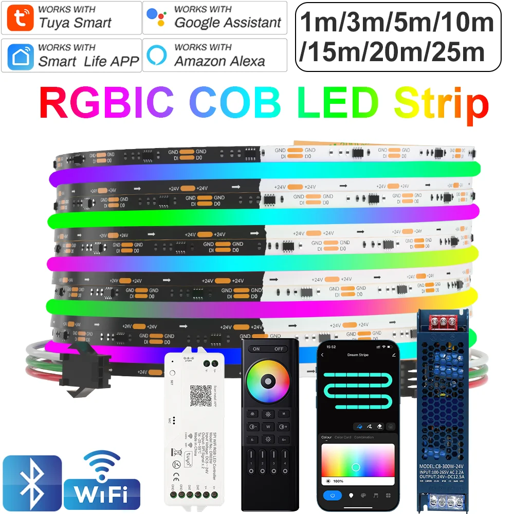 Комплект адресных светодиодных лент Tuya WiFi 25M, 5M, 10M, 20M, 24V, Pixel Dream Color Strip WS2811 SPI RGBIC для декора комнаты
Комплект адресных светодиодных лент Tuya WiFi 25M, 5M, 10M, 20M, 24V, Pixel Dream Color Strip WS2811 SPI RGBIC для декора комнаты