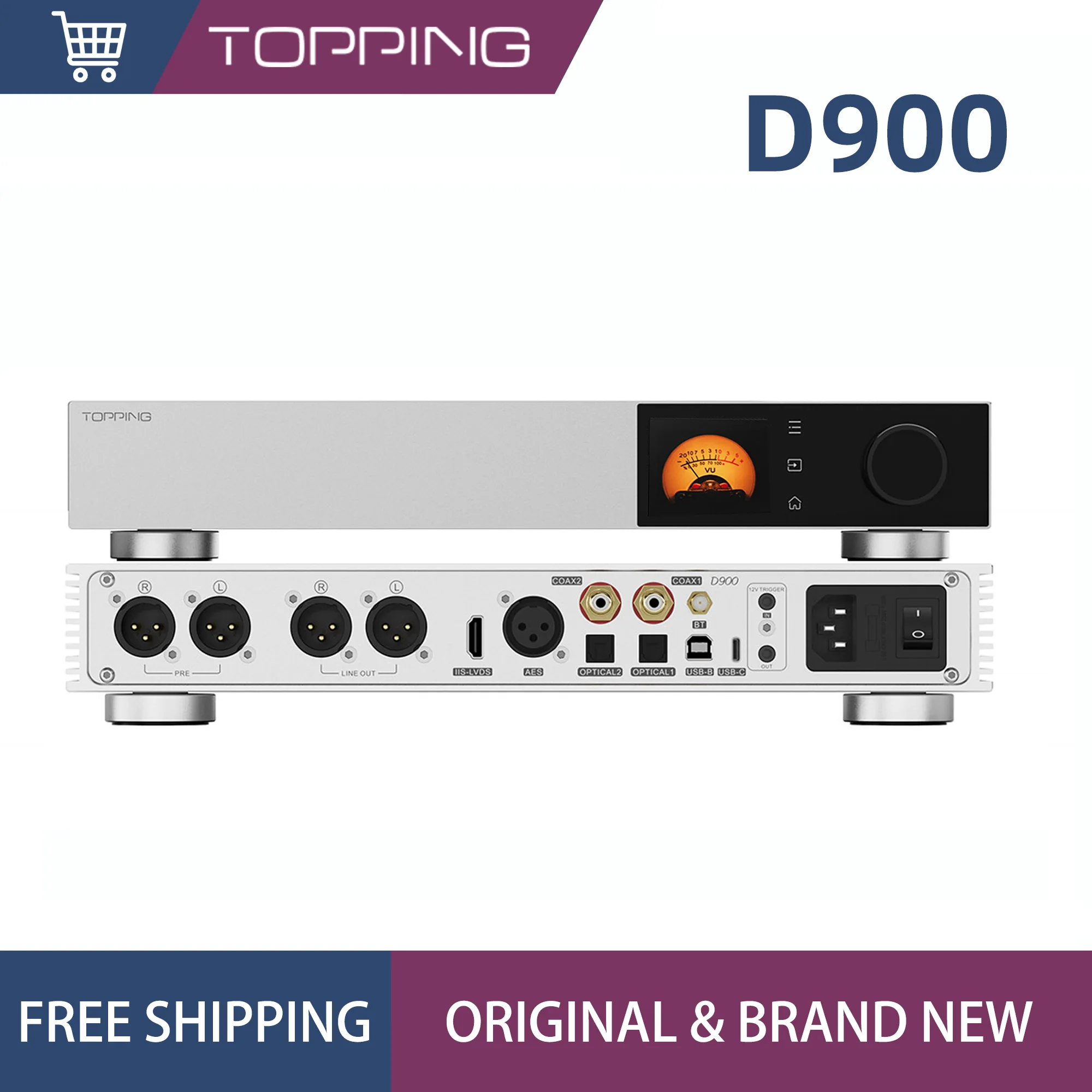 The TOPPING D900 desktop standalone decoder features a brand-new discrete 1-bit 32-phase PSRM decoding architecture
The TOPPING D900 desktop standalone decoder features a brand-new discrete 1-bit 32-phase PSRM decoding architecture