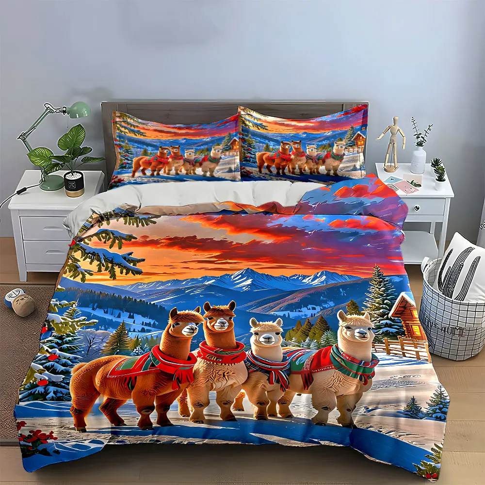 Alpaca Winter Decoration Set Bedding Set with 1 Duvet Cover 2 Pillowcases Single Double King Queen, Gift
Alpaca Winter Decoration Set Bedding Set with 1 Duvet Cover 2 Pillowcases Single Double King Queen, Gift