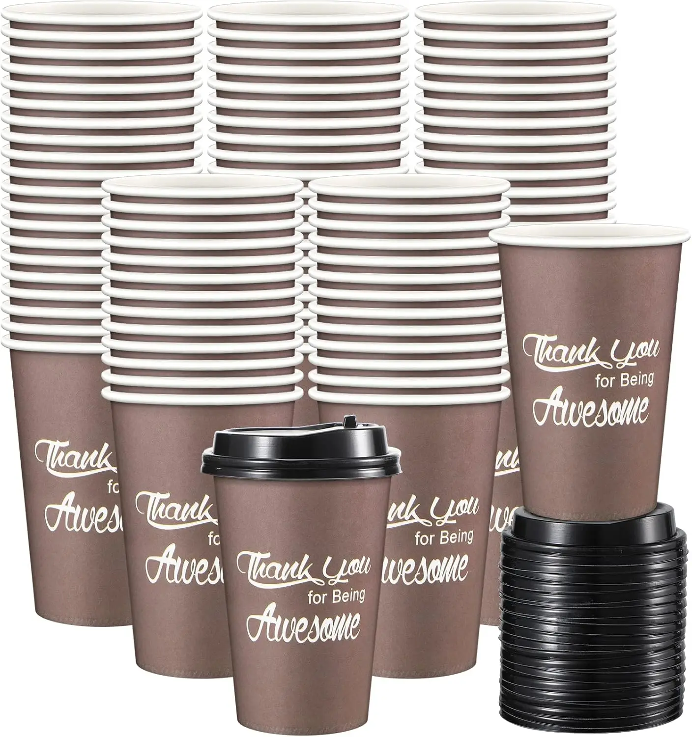 100 Pack Disposable Thank You Coffee Cups Bulk 12 oz Thank You for Being Awesome Paper Cups with Lids Brown Drinking Cup
100 Pack Disposable Thank You Coffee Cups Bulk 12 oz Thank You for Being Awesome Paper Cups with Lids Brown Drinking Cup