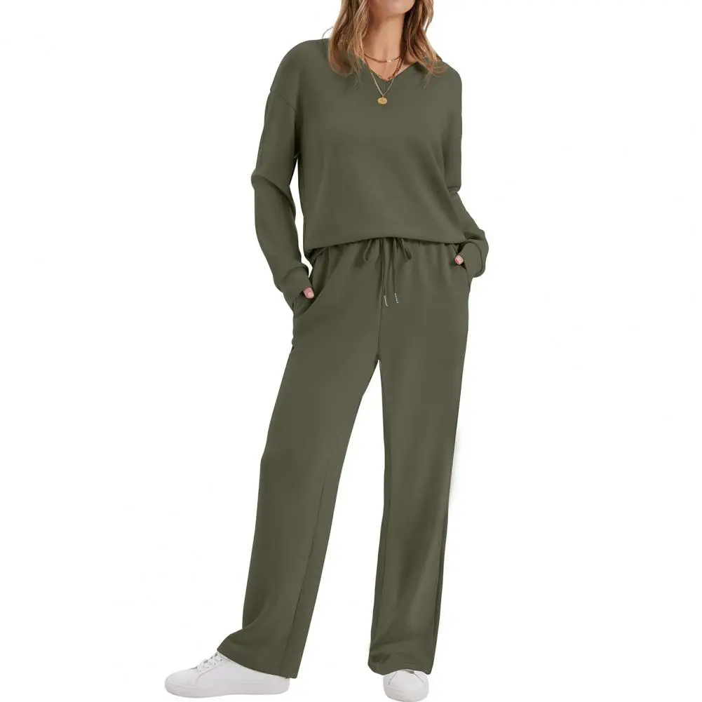 Spring Autumn Two Piece Outfits for Women Casual Fall Lounge Sweatsuits Long Sleeve V-Neck Top Wide Leg Pants Matching Sets
Spring Autumn Two Piece Outfits for Women Casual Fall Lounge Sweatsuits Long Sleeve V-Neck Top Wide Leg Pants Matching Sets