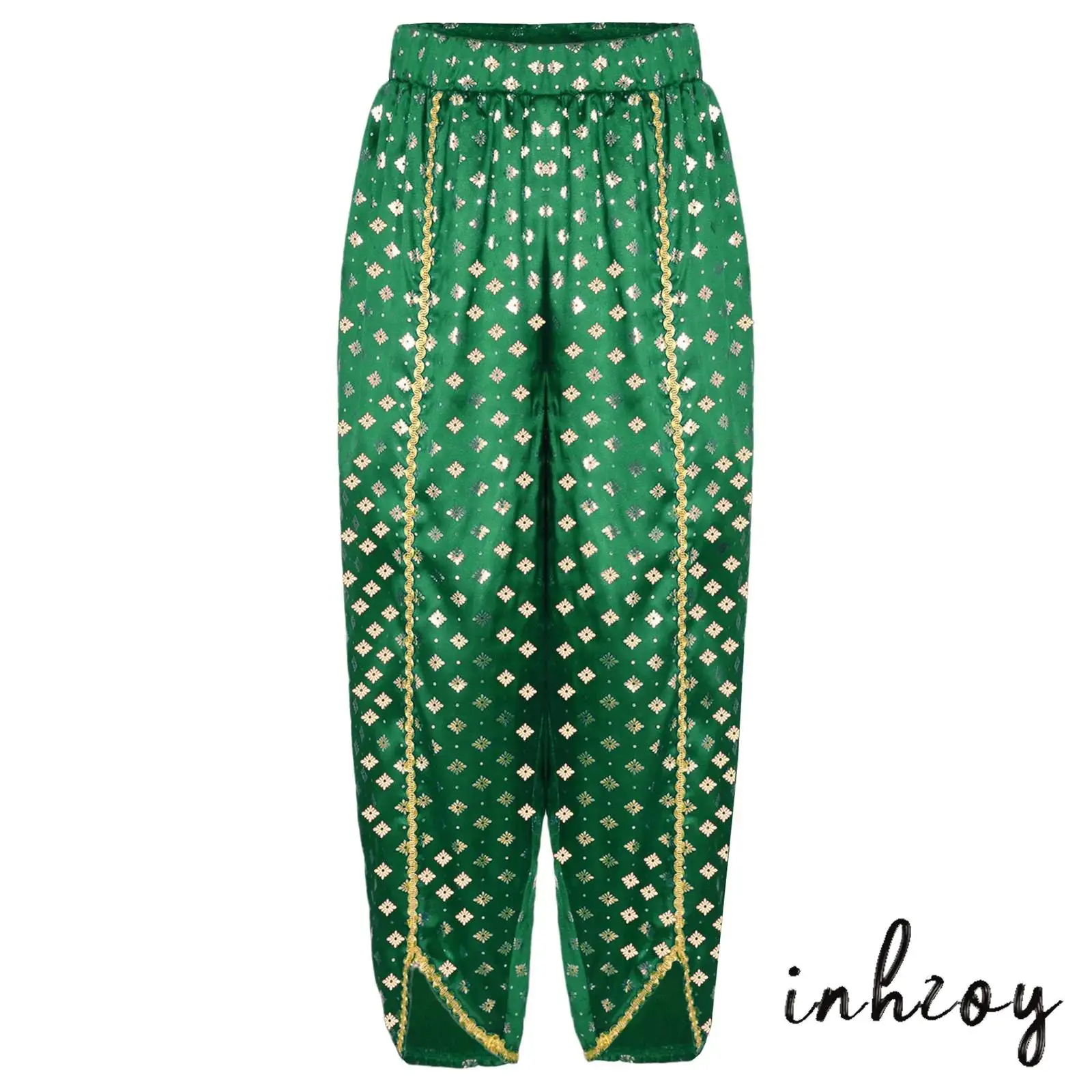 Halloween Girls Indian Cosplay Gold Trim Metallic Floral Print Satin Dress Up Dhoti Elastic Waistband Pants for Theme Party
Halloween Girls Indian Cosplay Gold Trim Metallic Floral Print Satin Dress Up Dhoti Elastic Waistband Pants for Theme Party