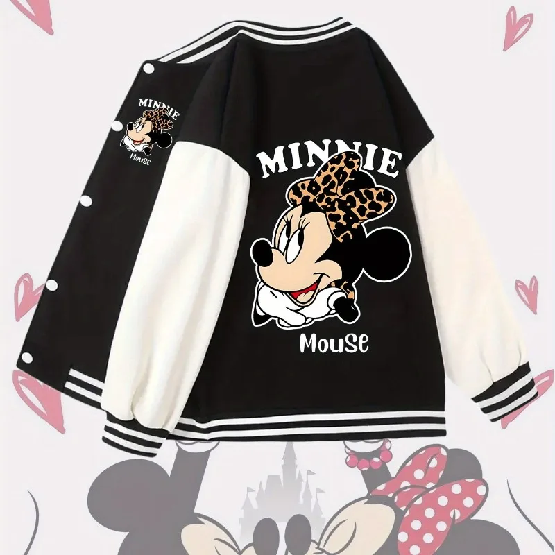 Disney Women's Minnie Mouse Leopard Print Baseball Jacket for Men and Women Autumn/Winter New Vintage Fashion Streetwear
Disney Women's Minnie Mouse Leopard Print Baseball Jacket for Men and Women Autumn/Winter New Vintage Fashion Streetwear