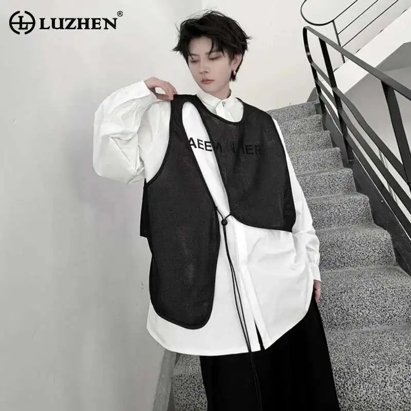 LUZHEN Irregular Vest See-through Short Front And Long Back Stylish Designer Trendy Original Thin Men Pullovers Waistcoat LZ5255
LUZHEN Irregular Vest See-through Short Front And Long Back Stylish Designer Trendy Original Thin Men Pullovers Waistcoat LZ5255