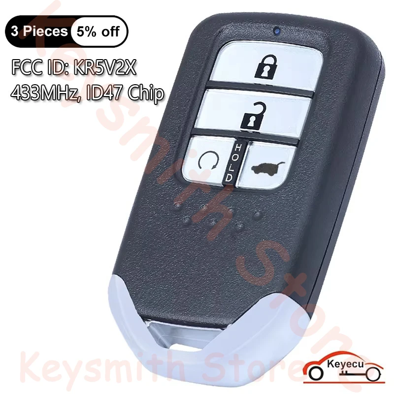 KEYECU 4 Buttons 433MHz ID47 Chip for Honda Pilot 2016 2017 2018 2019 2020 2021 Auto Smart Remote Control Key Fob FCC ID: KR5V2X
KEYECU 4 Buttons 433MHz ID47 Chip for Honda Pilot 2016 2017 2018 2019 2020 2021 Auto Smart Remote Control Key Fob FCC ID: KR5V2X