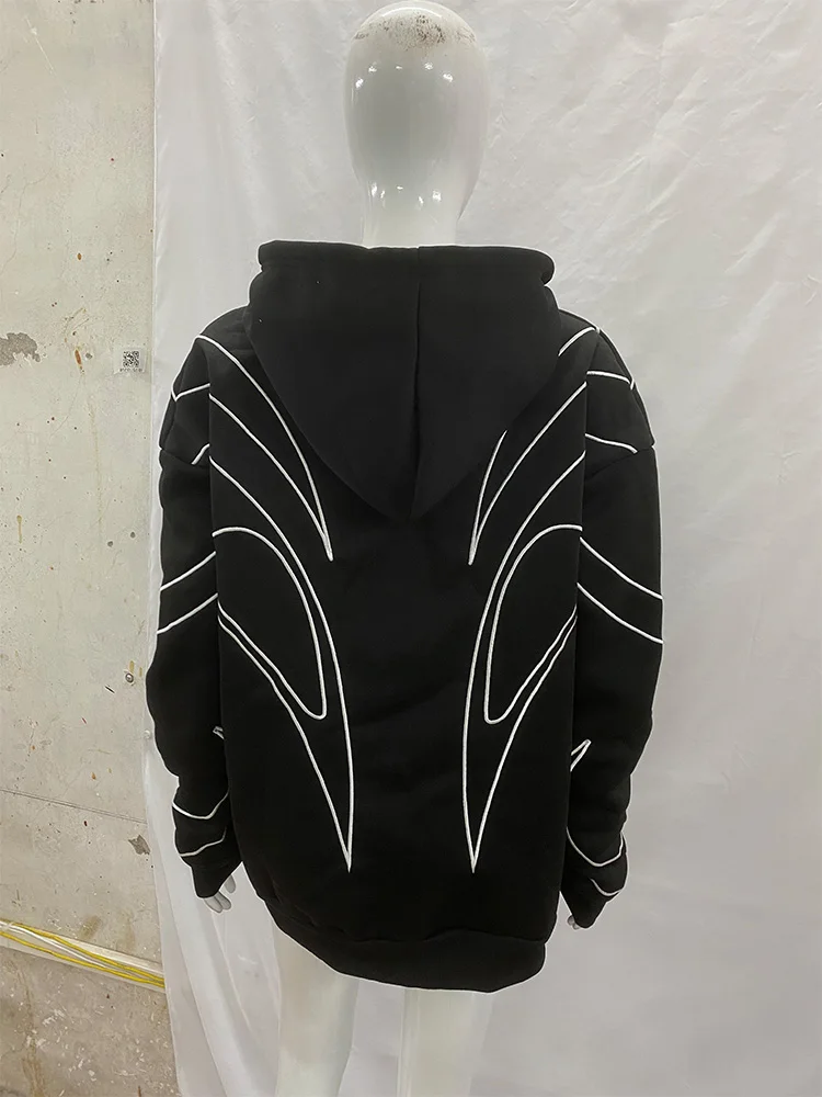 Y2k American Retro Fashion Striped Embroidered Black Double Zipper Hoodie For Men And Women Hip-Hop Punk Oversize Sweater
Y2k American Retro Fashion Striped Embroidered Black Double Zipper Hoodie For Men And Women Hip-Hop Punk Oversize Sweater