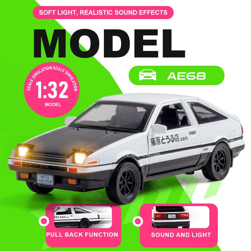 Модель автомобиля AE86 Crown в масштабе 1:32, игрушка с открывающимися дверями, миниатюрная модель со звуком и светом, инерционная машинка для детей и коллекционеров
Модель автомобиля AE86 Crown в масштабе 1:32, игрушка с открывающимися дверями, миниатюрная модель со звуком и светом, инерционная машинка для детей и коллекционеров