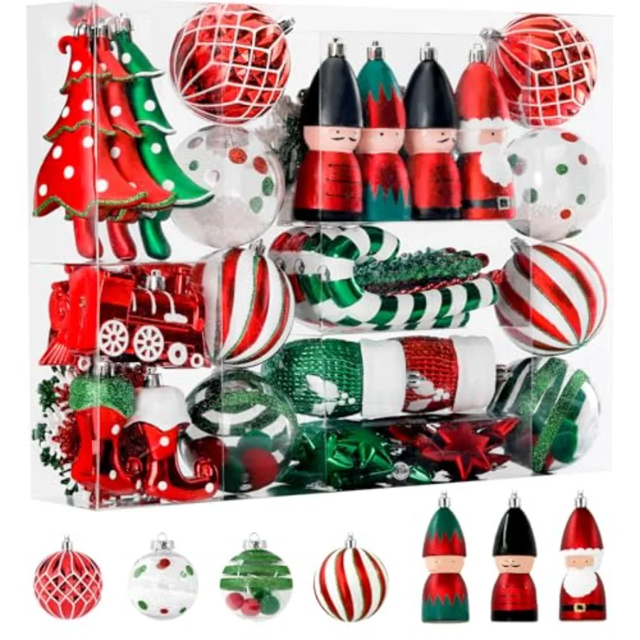 95pcs Christmas Balls Ornaments Set, Shatterproof Plastic Baubles, Soldiers, Christmas Socks for Xmas Tree Holiday Wedding Part
95pcs Christmas Balls Ornaments Set, Shatterproof Plastic Baubles, Soldiers, Christmas Socks for Xmas Tree Holiday Wedding Part