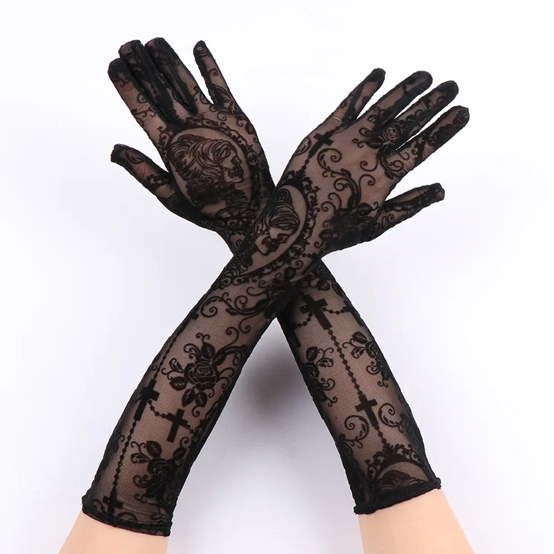 Black Skeleton Flowers Printing Women Sexy Mesh Transparent Elasticity Long Gloves Performance Halloween Cosplay Accessories
Black Skeleton Flowers Printing Women Sexy Mesh Transparent Elasticity Long Gloves Performance Halloween Cosplay Accessories